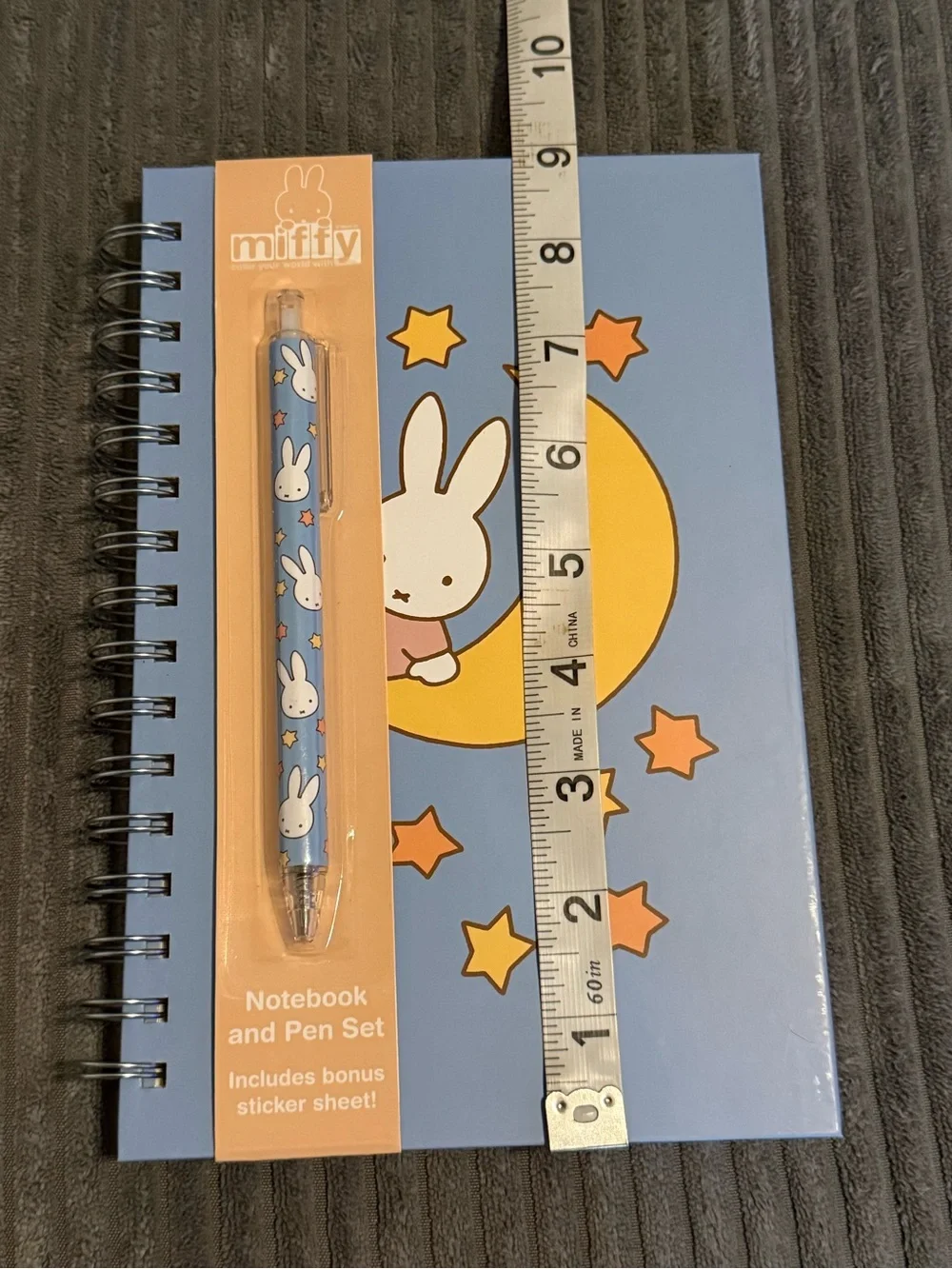 miffy Blue Notebook and Pen Set with Yellow Moon & Orange Stars